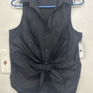 Nine West Black Button-Down Blouse